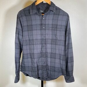 Rails Lennox Men's Flannel Shirt Charcoal‎ Black Plaid Long Sleeve Button Up Sm